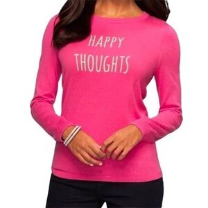 Talbots Women’s Hot Pink Fuchsia Happy Thoughts Long Sleeve Thin Sweater Sz MP